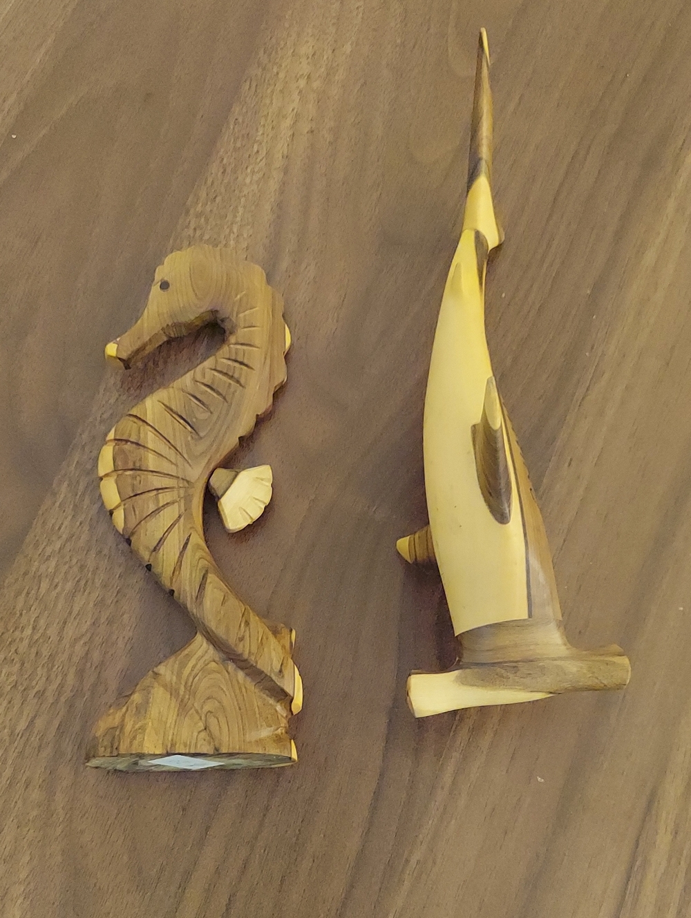 Handcrafted Yellow & Brown Wooden Seahorse Wall Decor - Brand Unspecified